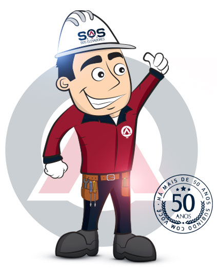 Desenho do mascote da SOS Elevadores
